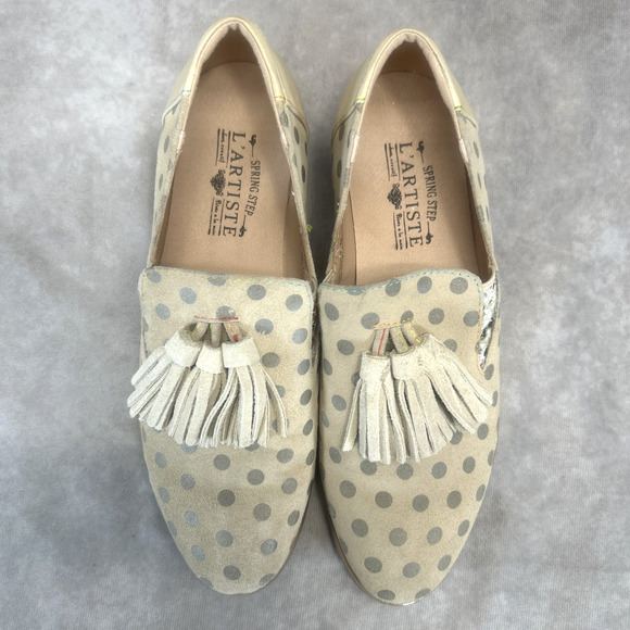 L'Artiste By Spring Step Klasik Women's Loafer 9 Tan Gray Leather Slip-On Shoes - Picture 4 of 10